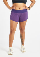 Roga 4" Running Shorts in Purple,  alternate front view