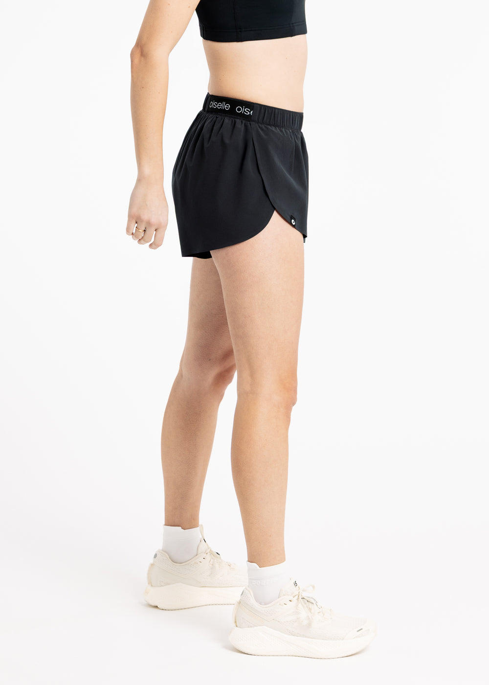 Running Shorts 2.5" inseam in black, side view
