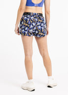 Running Shorts 2.5" inseam in blue floral print, back view