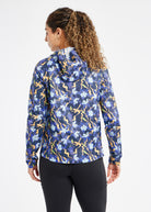 Whirlwind Running Jacket in Ink Blue Aquila Bloom Floral Print, back view