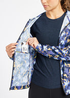 Whirlwind Running Jacket in Ink Blue Aquila Bloom Floral Print, interior pocket detail view