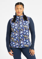 Whirlwind Running Vest in Ink Blue Aquila Bloom Floral Print, front view