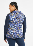 Whirlwind Running Vest in Ink Blue Aquila Bloom Floral Print, back view