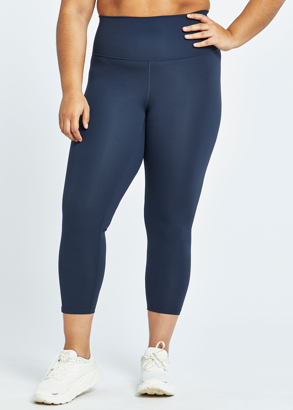 Essential Bird 3/4 length Running Tights in Ink Blue, front