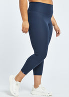 Essential Bird 3/4 length Running Tights in Ink Blue, side