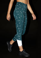 Firecracker Reflective Tights in Juniper green, side